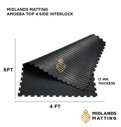 Amoeba Top 4 Side Interlock Stable Mat 6ft x 4ft x 14mm | Heavy Duty Rubber Horse Stable Mat